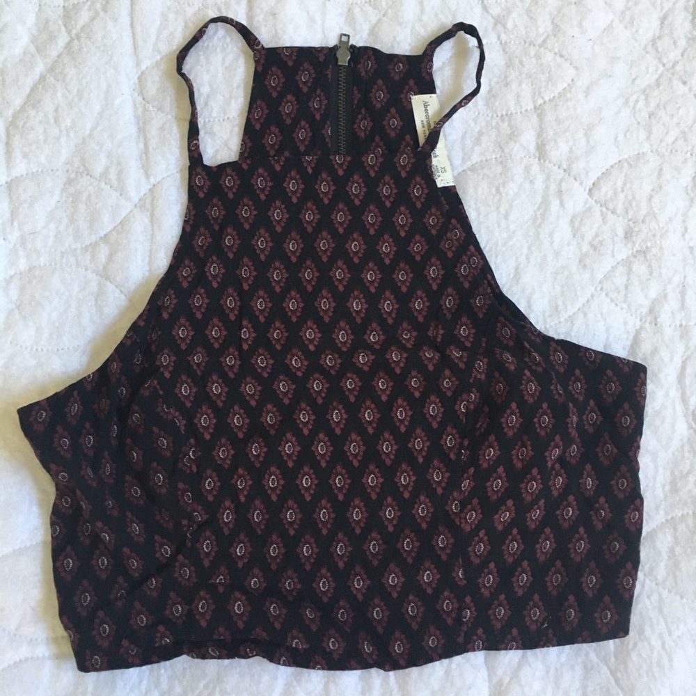 Halter crop top with zip back detail
